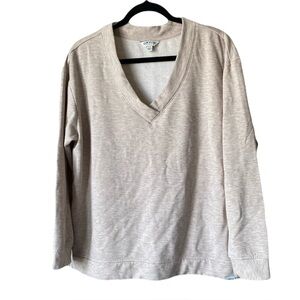 Orvis Sweater Womens Size Large Beige Knit Long Sleeve V-Neck Lounge